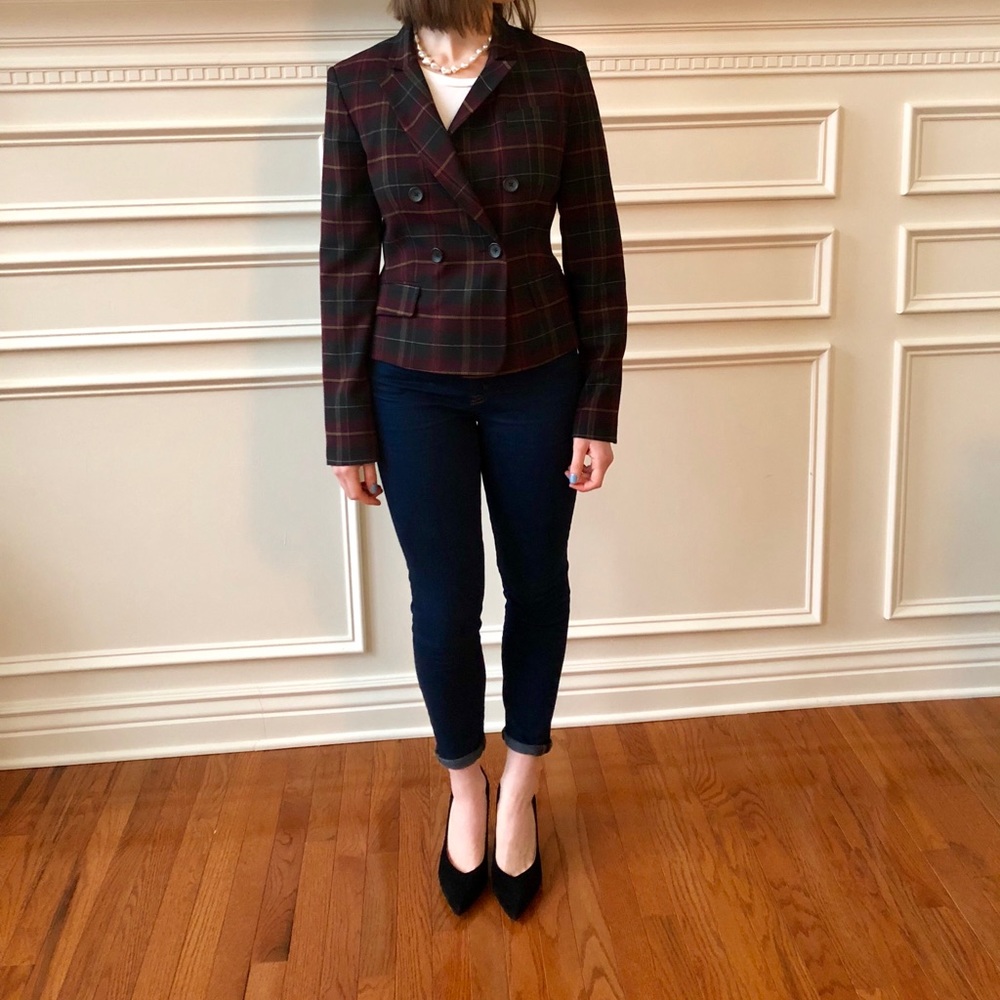 Plaid blazer, never worn, size 4, fits like size 2